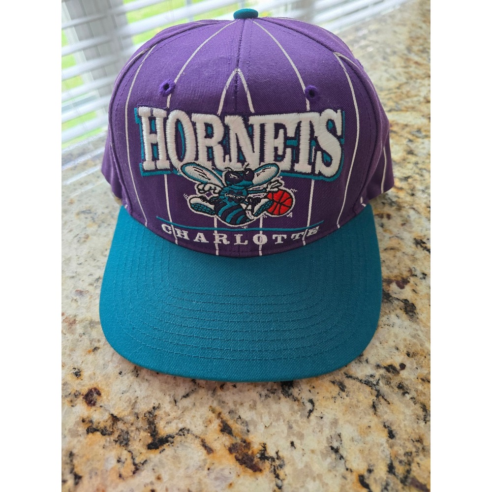 47 Brand Charlotte Hornets NBA Snapback Hat Purple‎ Pinstripe Hardwood Classics